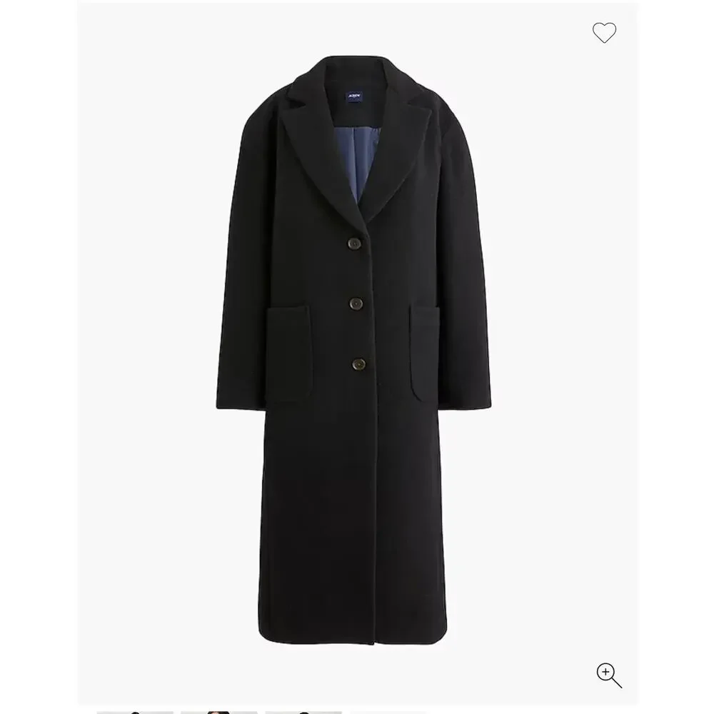 J. Crew Wool Blend Patch Pocket Notch Collar Topcoat Classic Black Size S NWT